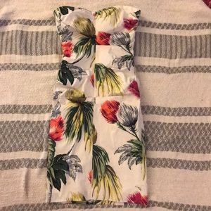 Nicole Miller tropical print strapless dress